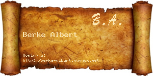 Berke Albert névjegykártya